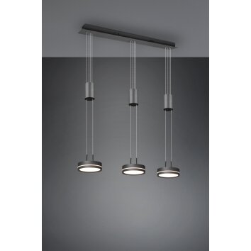 Suspension Trio-Leuchten Franklin LED Anthracite, 3 lumières