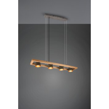 Suspension Trio-Leuchten Bell Brun foncé, Nickel mat, 4 lumières