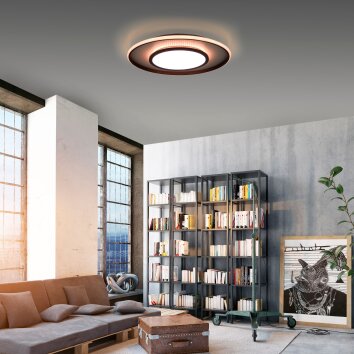 Plafonnier Leuchten-Direkt ARENDA LED Noir, 1 lumière, Télécommandes, Changeur de couleurs