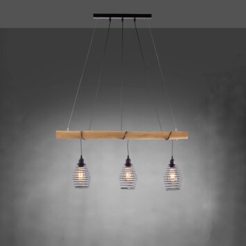 Suspension Leuchten-Direkt SPRING Écru, Noir, 3 lumières