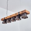 Suspension Aduard Bois foncé, Noir, 5 lumières