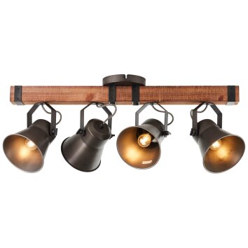 Plafonnier Brilliant-Leuchten Decca Bois foncé, Noir, 4 lumières