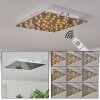 Plafonnier Madrier LED Nickel mat, Blanc, 1 lumière, Télécommandes