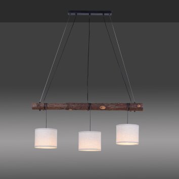 Suspension Leuchten-Direkt BARK Écru, Noir, 3 lumières