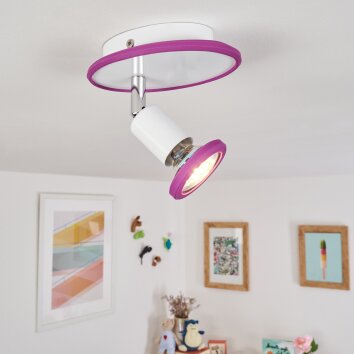 Plafonnier Cabri LED Chrome, Lila, Blanc, 1 lumière