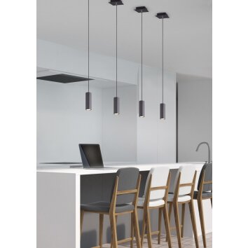 Suspension Zuoz Noir, 4 lumières