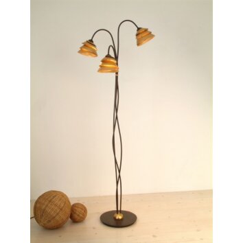 Lampadaire Holländer SNAIL ONE Brun doré, 3 lumières