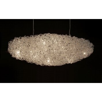 Suspension Holländer DIRIGIBILE OVAL Argenté, 20 lumières