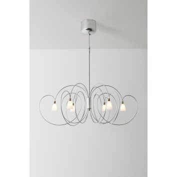 Suspension Holländer ROSASPINA Argenté, 6 lumières