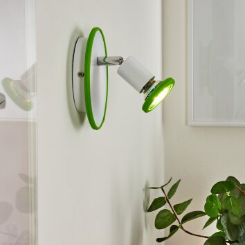 Applique murale Cabri LED Chrome, Vert, Blanc, 1 lumière