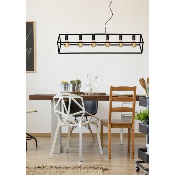 Suspension Lucide FABIAN Noir, 6 lumières