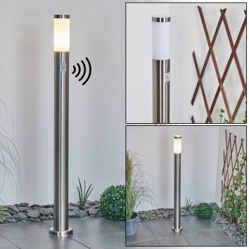 Borne lumineuse Sessa Nickel mat, 1 lumière, Détecteur de mouvement