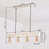 Suspension Tapso Bois clair, Blanc, 4 lumières