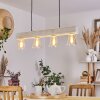 Suspension Tapso Bois clair, Blanc, 4 lumières