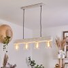 Suspension Tapso Bois clair, Blanc, 4 lumières