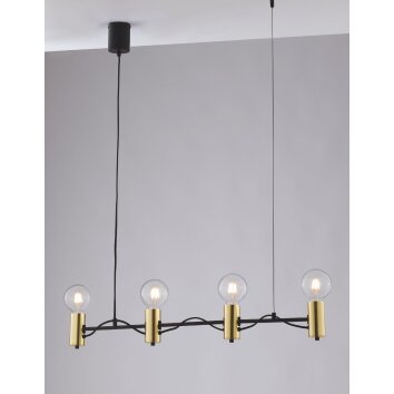 Suspension Gnarp Noir doré, 4 lumières