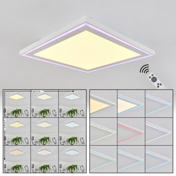 Plafonnier Telsen LED Blanc, 2 lumières, Télécommandes, Changeur de couleurs