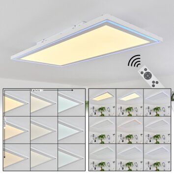 Plafonnier Telsen LED Blanc, 2 lumières, Télécommandes, Changeur de couleurs