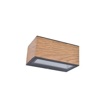 Applique murale d'extérieur Lutec Gemini LED Anthracite, Couleur bois, 1 lumière