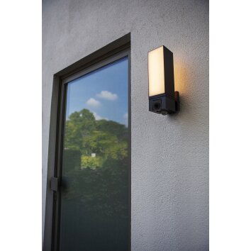 Applique murale d'extérieur Lutec CUBA LED Anthracite, 1 lumière, Détecteur de mouvement