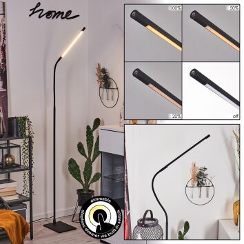 Lampadaire Reuland LED Noir, 1 lumière