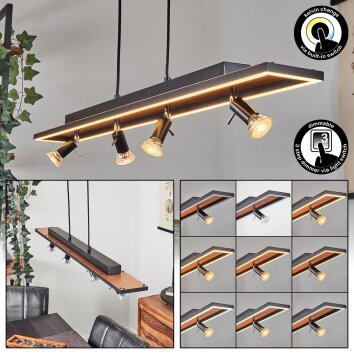 Suspension Deadwood LED Brun, Couleur bois, 5 lumières