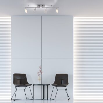 Plafonnier Paul Neuhaus PURE-MIRA LED Aluminium, 4 lumières, Télécommandes