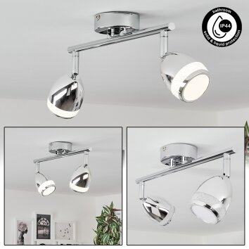 Plafonnier Morges LED Chrome, 2 lumières