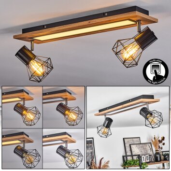 Plafonnier Bardhaman LED Chrome, Couleur bois, Noir, Blanc, 3 lumières