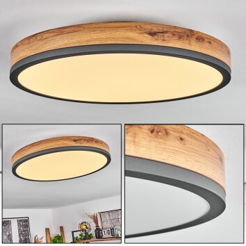 Plafonnier  Salmi LED Anthracite, Brun, Couleur bois, 1 lumière