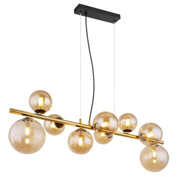 Suspension Globo RIHA LED Laiton, Noir, 9 lumières