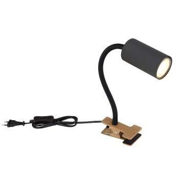 lampe â clipper Globo ROBBY Couleur bois, Noir, 1 lumière