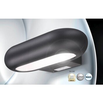 Lampe d'extérieur Globo RINAH LED Anthracite, Gris, 1 lumière