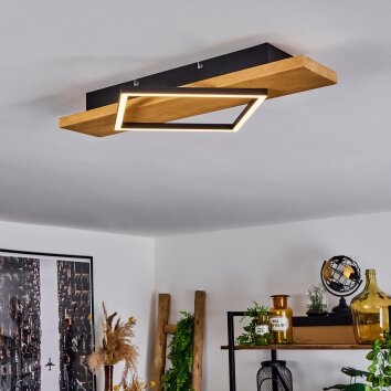 Plafonnier  Pompu LED Bois clair, Noir, 1 lumière