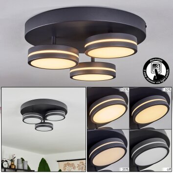 Plafonnier  Huallilemu LED Noir, 3 lumières