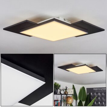 Plafonnier  Barullu LED Bois clair, Noir, Blanc, 1 lumière