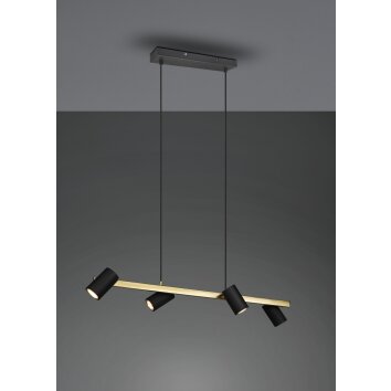 Suspension Trio Marley Noir doré, 4 lumières