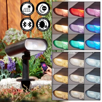 Spot de jardin  Usmagama Solar LED Noir, 1 lumière, Détecteur de mouvement, Changeur de couleurs