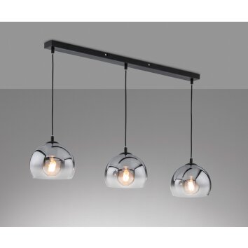 Suspension Fischer & Honsel Amos Noir, 3 lumières