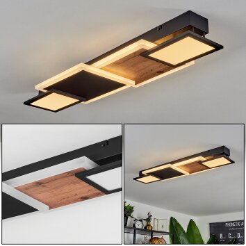 Plafonnier  Sourbarie LED Brun, Couleur bois, Noir, 1 lumière