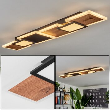 Plafonnier  Sourbarie LED Brun, Couleur bois, Noir, 1 lumière