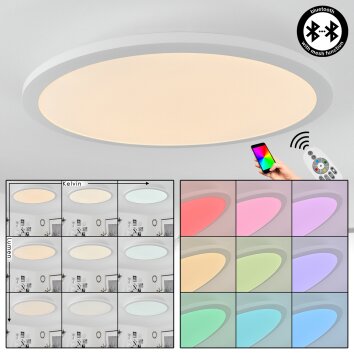 Plafonnier  Sani LED Blanc, 1 lumière, Télécommandes, Changeur de couleurs