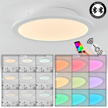 Plafonnier  Sani LED Blanc, 1 lumière, Télécommandes, Changeur de couleurs