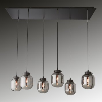 Suspension Fischer & Honsel Regi Noir, 6 lumières