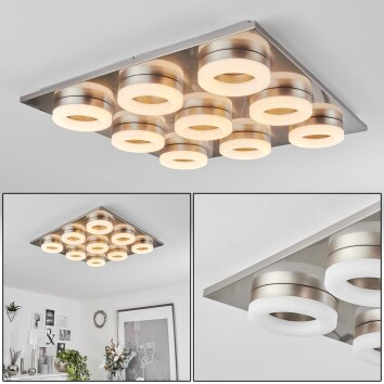 Plafonnier  Thiernu LED Nickel mat, 1 lumière