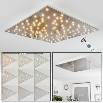 Plafonnier  Madrier LED Nickel mat, Blanc, 1 lumière, Télécommandes