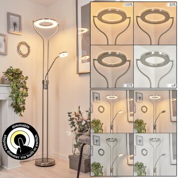 Lampadaire à vasque  Plouescat LED Nickel mat, 2 lumières