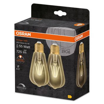 OSRAM Vintage 1906 Lot de 2 LED E27 6,5 watt 2400 kelvin 725 lumen