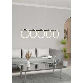 Suspension Eglo CARANACOA LED Noir, 5 lumières