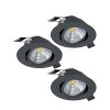 Spot encastrable Eglo SALICETO LED Noir, 3 lumières